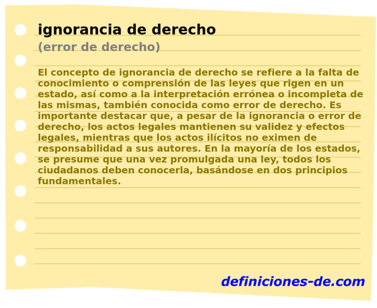 ignorancia de derecho (error de derecho)