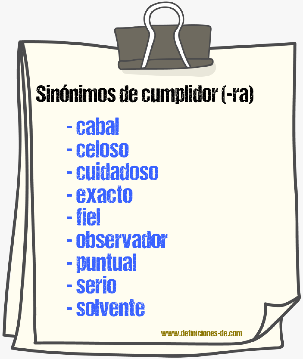 Sinónimos de cumplidor