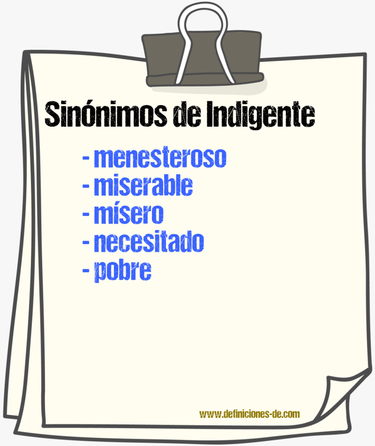 Sinónimos de indigente